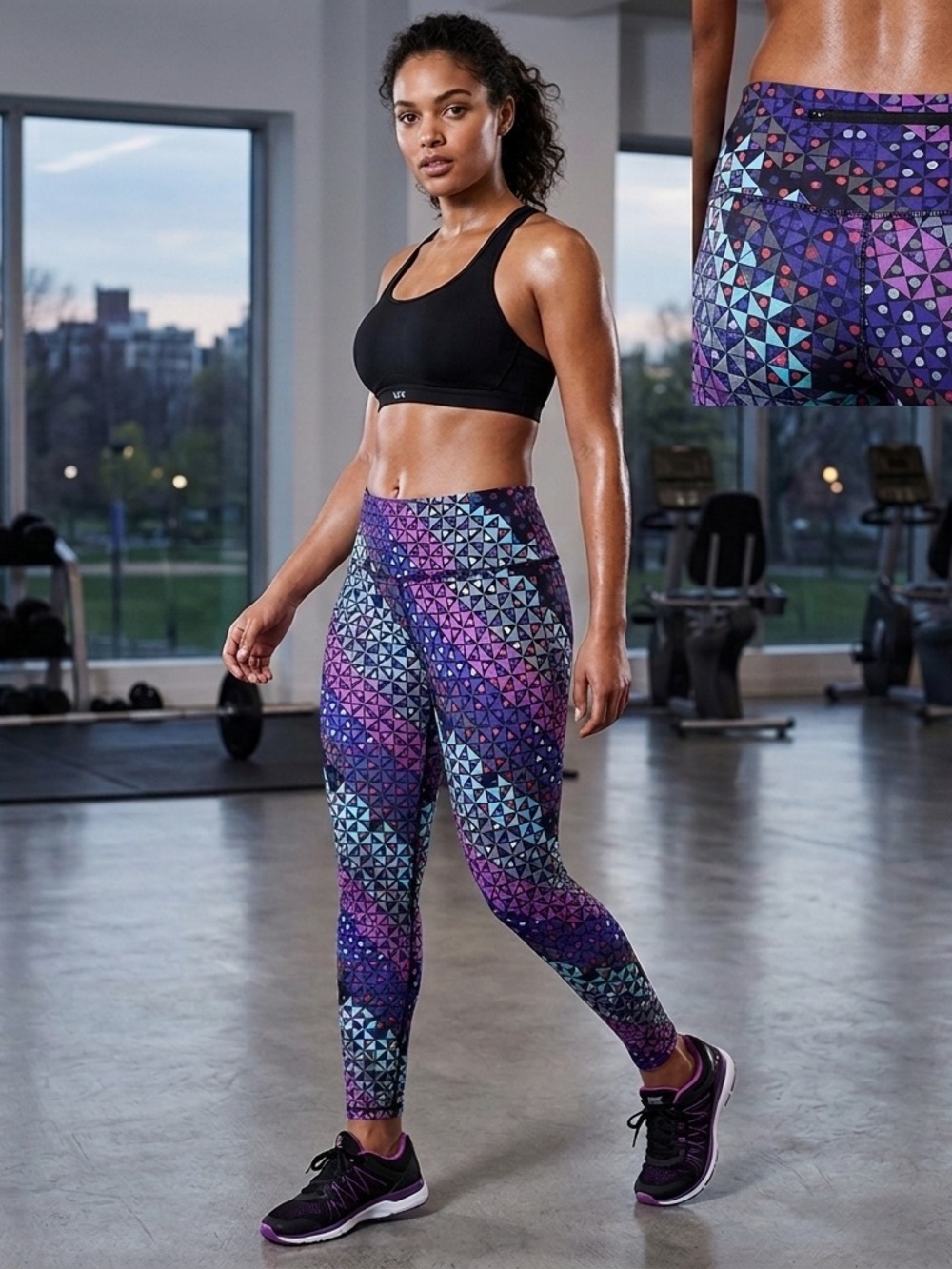 Victoria's Secret Ankle Leggings VSX Sport Knockout Geometric Multicolor Size M